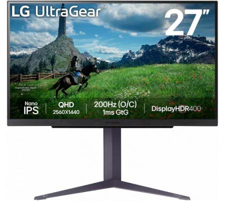 MONITOR GAMER LED NANO IPS 27" LG 27GS85Q-B ULTRAGEAR QHD 2K 180HZ 1MS G-SYNC FREESYNC