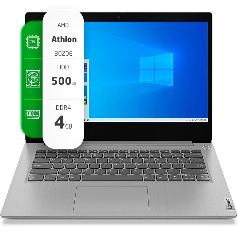 Notebook Lenovo IdeaPad 3 14" AMD Athlon 3020E 4GB Ram 500GB HDD W10H
