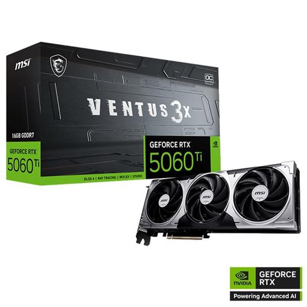 Placa de Video Msi Nvidia Geforce RTX 5060 TI Ventus 3X 16GB OC GDDR7