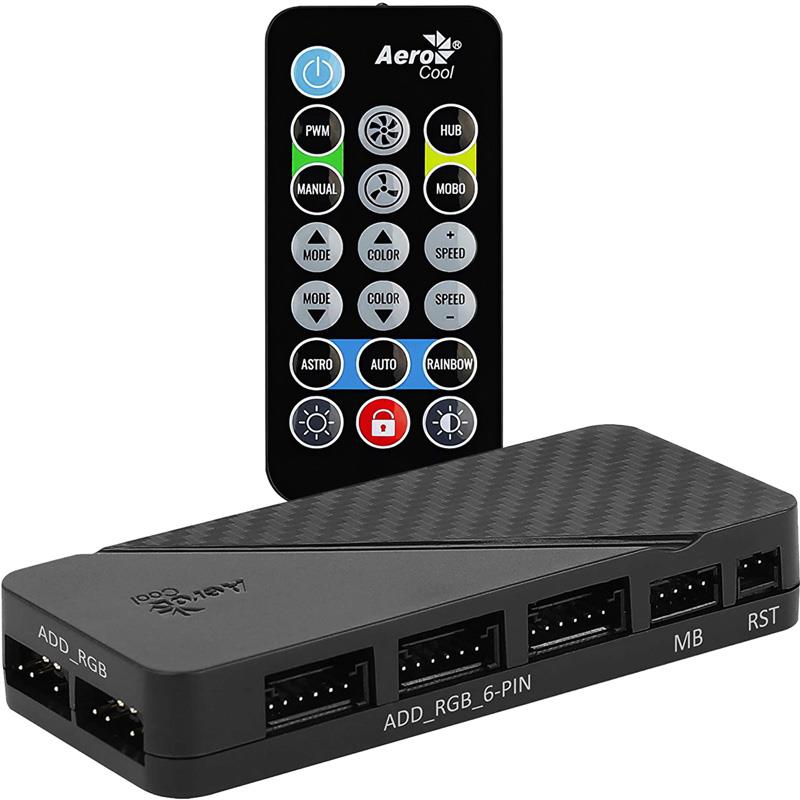 Fan Hub Controlador ARGB Aerocool H66F C/Control Remoto