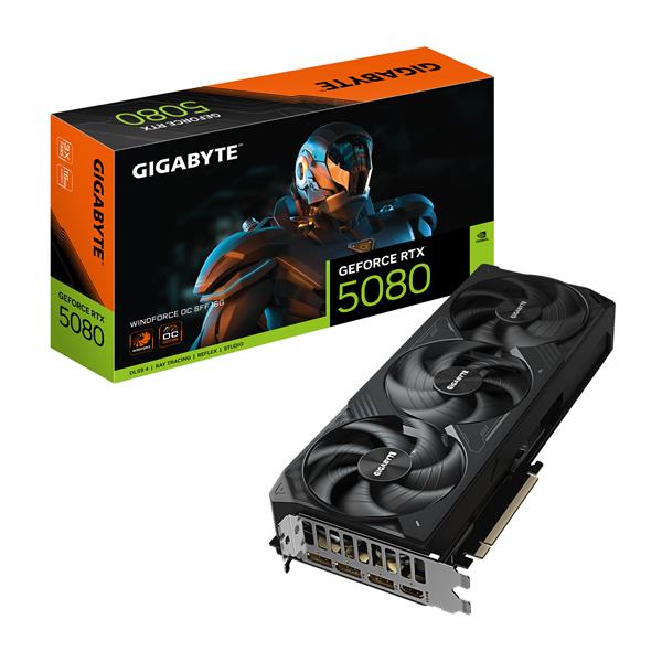 PLACA DE VIDEO NVIDIA GEFORCE GIGABYTE RTX 5080 WINDFORCE OC SFF 16G GDDR7