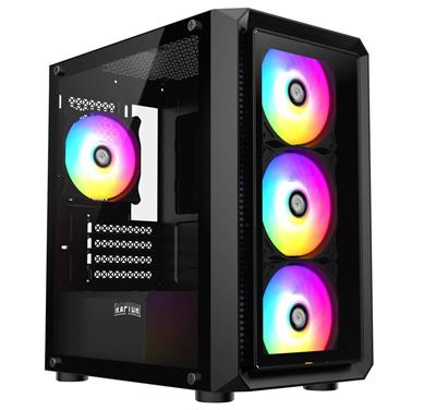 Gabinete Raptor Infinity Glass TG x2 Mid-Tower RGB Fan x4