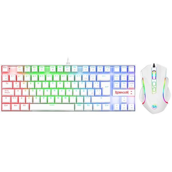Combo Redragon K552RGB-BA-W-SP Teclado Kumara White RGB y Mouse Griffin White RGB