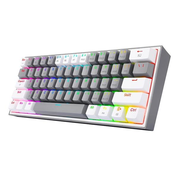 Teclado Mecanico 60% Redragon Fizz Pro K616 Grey/White RGB Red Switches