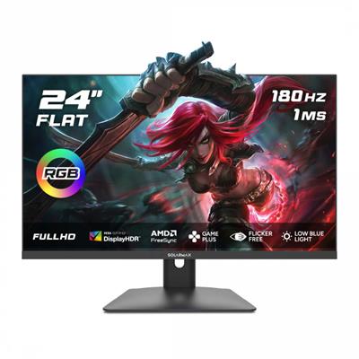 MONITOR SOLARMAX 24 GAMING FHD 180H FLAT VA PANEL HDMI-DP BLACK SHELL WITH RGB
