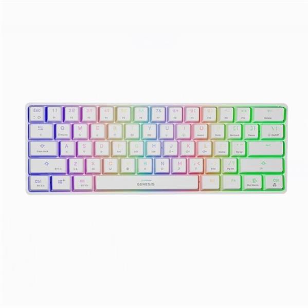 Teclado Mecanico 60% Genesis Thor 660 Wireless White RGB Gateron Red Switches