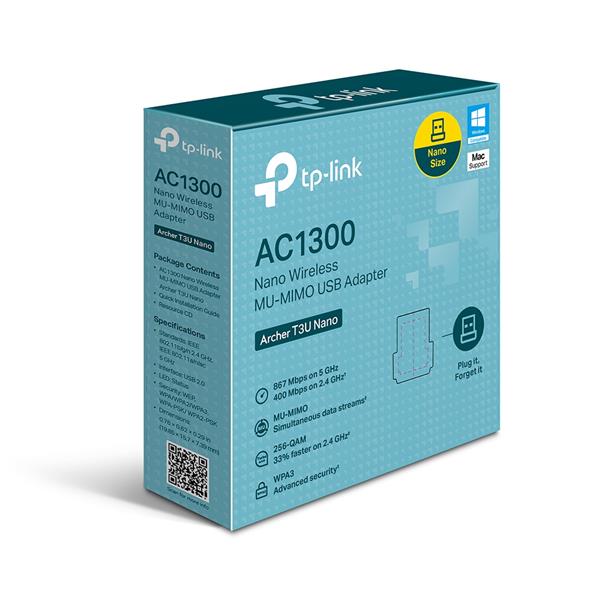 Adaptador USB WIFI Tp-Link Archer T3U AC1300 Nano 2.4 - 5Ghz 1300Mbps