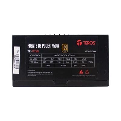 Fuente 750W Teros TE-7175 80 Plus Gold Modular