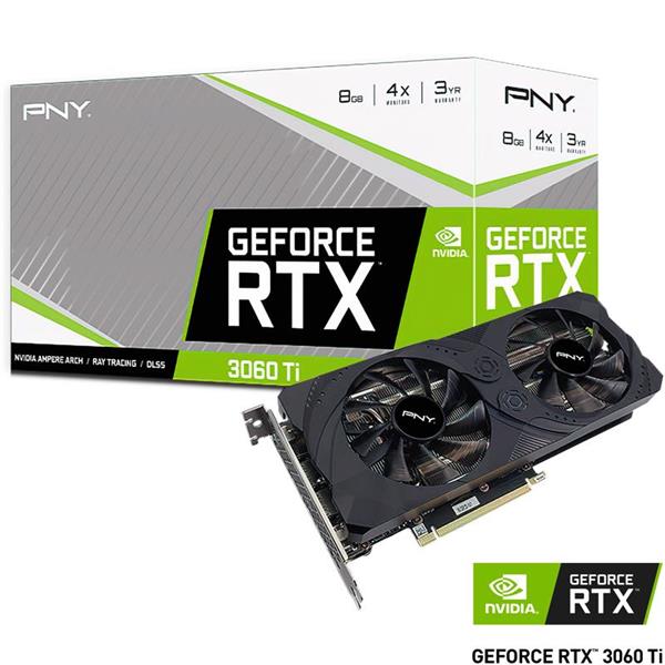 Placa de Video PNY RTX 3060 Ti UPRISING Dual Fan 8GB GDDR6 LHR